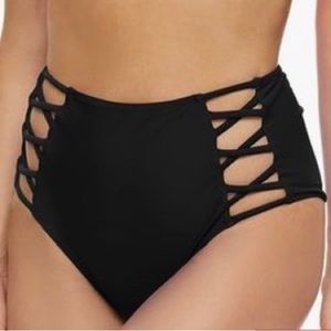 Shade & Shore Black High Waisted Bikini Bottom Size Small